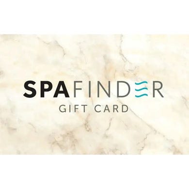 A Spafinder Gift Card against a marble background.