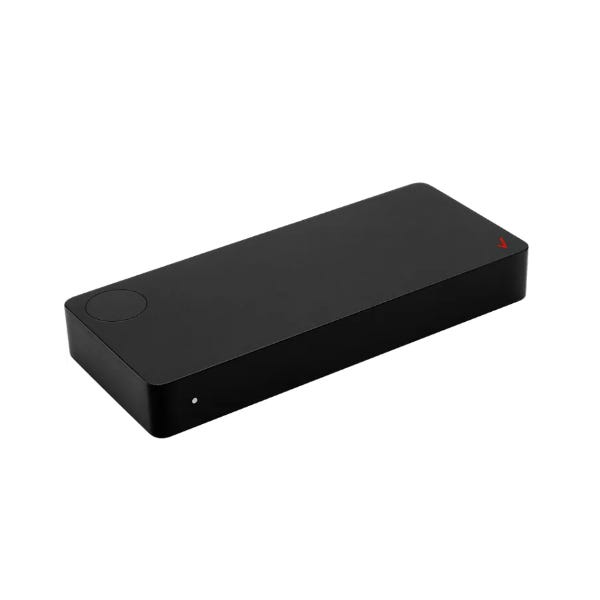 The Verizon Stream TV is a sleek black streaming device that allows users to access various streaming services and live TV.
