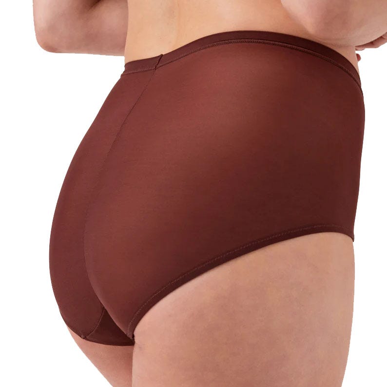 A pair of brown seamless women's underwear.