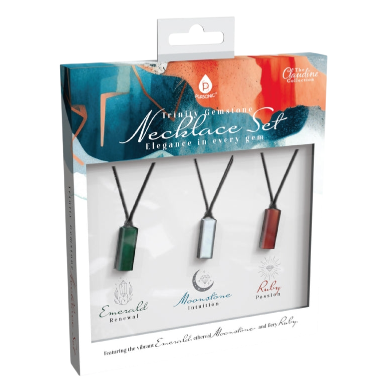 3pc Trinity Gemstone Necklace Set $15 at Brad's Deals