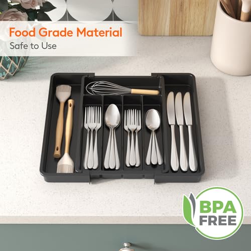 Expandable Utensil Organizer, 7-Compartment Adjustable Drawer Divider, BPA-Free