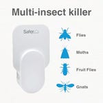 A Safer Home branded white, compact indoor multi-insect killer designed to target flies, moths, fruit flies, and gnats.