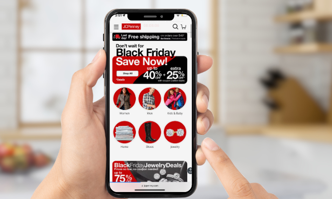 JCPenney website on phone