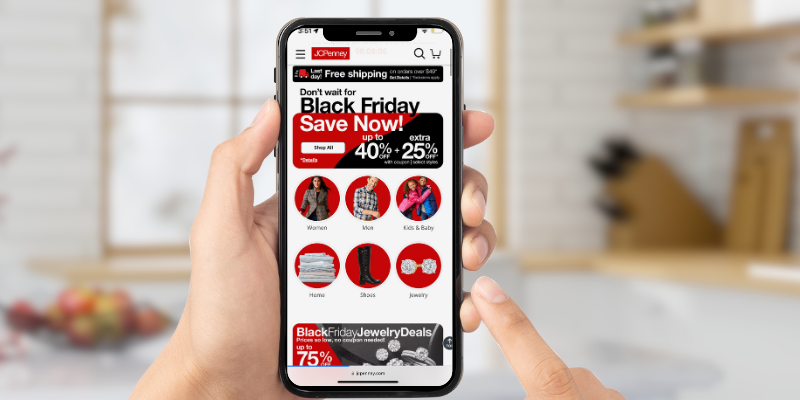 JCPenney website on phone
