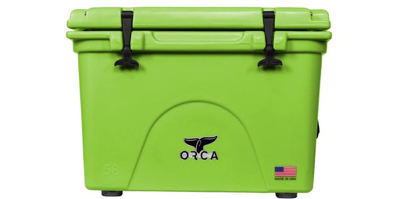orca hard cooler in lime green