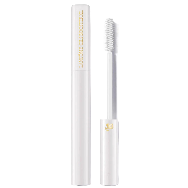 Lancôme Cils Booster XL is a white mascara primer with a cylindrical tube and wand, designed to enhance and volumize lashes before applying mascara.