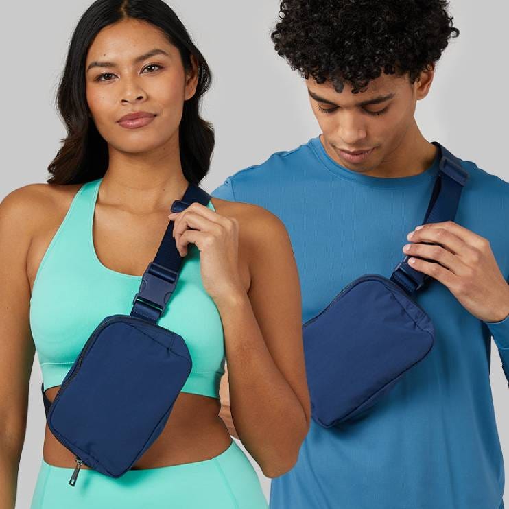 Two people are wearing crossbody pouches.
