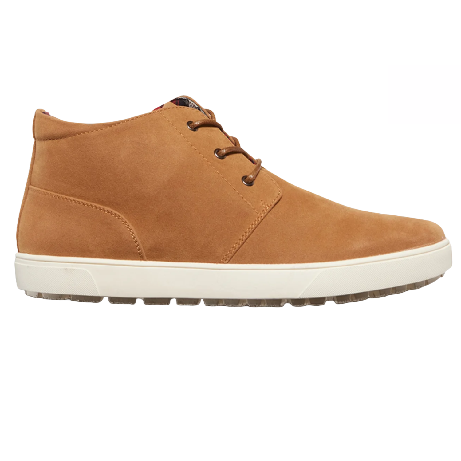 Flag & Anthem Weston Mid-Top Sneakers feature a tan suede finish, lace-up closure, and a white rubber sole, providing a casual and stylish look.