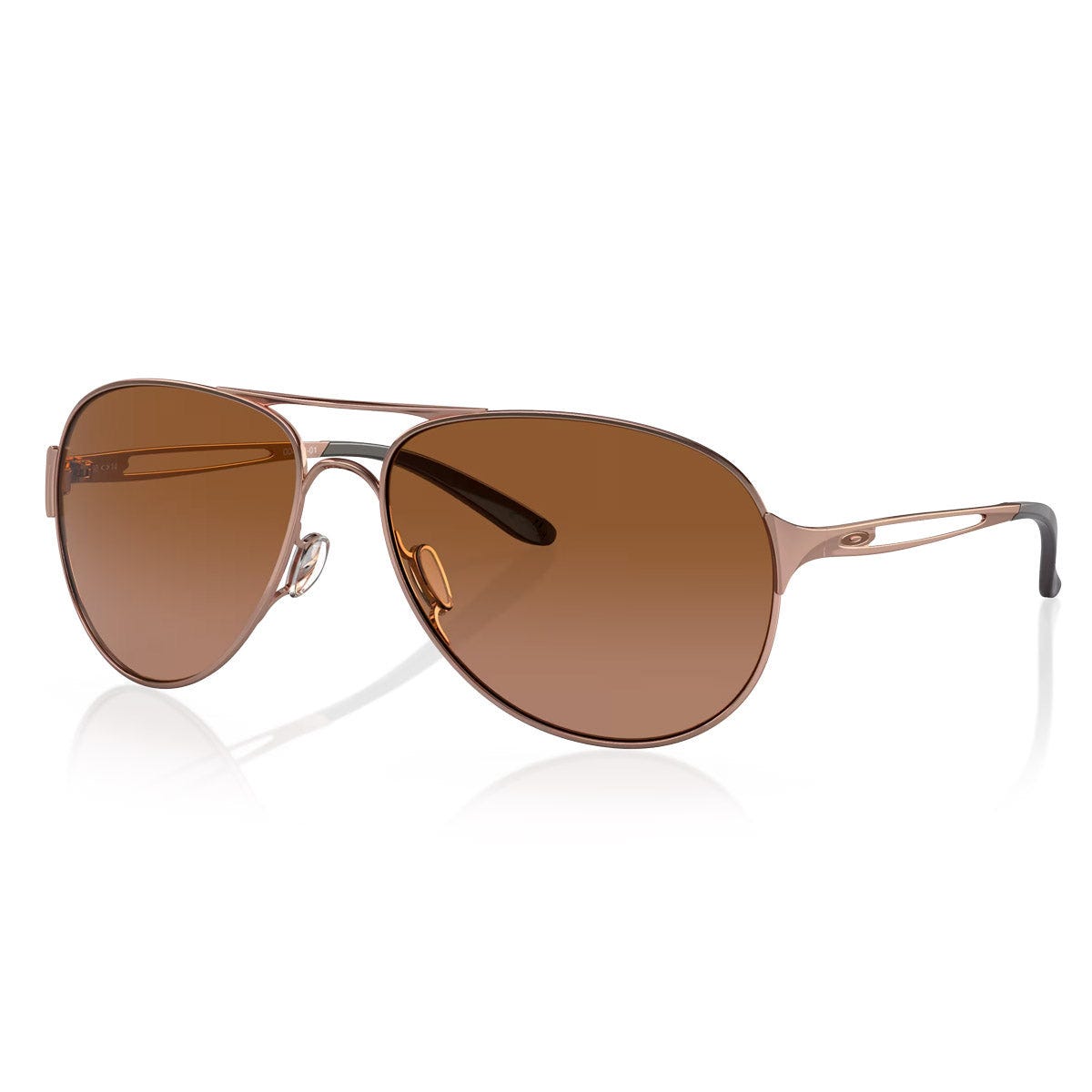 Aviator-style sunglasses with slim bronze-toned metal frames and brown gradient lenses.