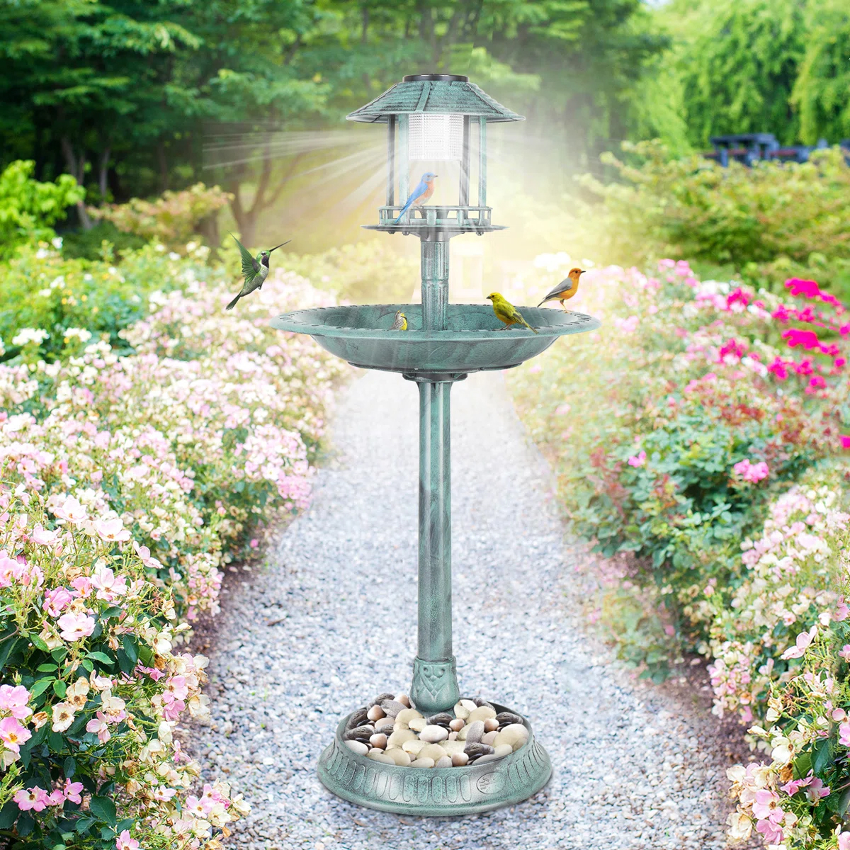 Solar Birdbath with Planter Pedestal $30 at Brad's Deals