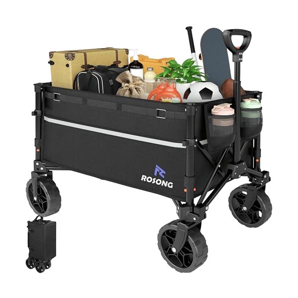 Lowest price we've seen all year! This Rosong Collapsible Utility Wagon, originally $55, drops from $44.99 to $38.99 at Amazon. Prime shipping is free. It's the highest-rated wagon we found under $50. This wagon has 360-degree spinner wheels and can hold up to 250 lbs. Because it folds flat, it's easy to travel with and set up at sports games, the beach, zoos, and more. Check out the reviews!