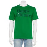 Green t-shirt with \“Happy Gilmore\“ printed on the front, featuring a golf ball integrated into the design, paired with light blue jeans on a mannequin.