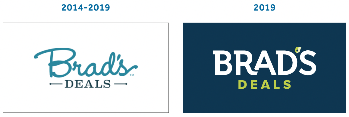 Brad's deals logos from 2014-2019