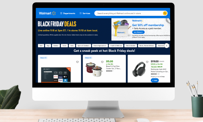 Walmart Black Friday page on computer