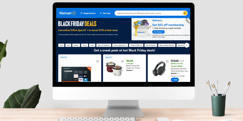 Walmart Black Friday page on computer