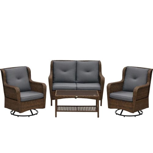 4pc Patio Set with Swivel Chairs $541 at Brad's Deals