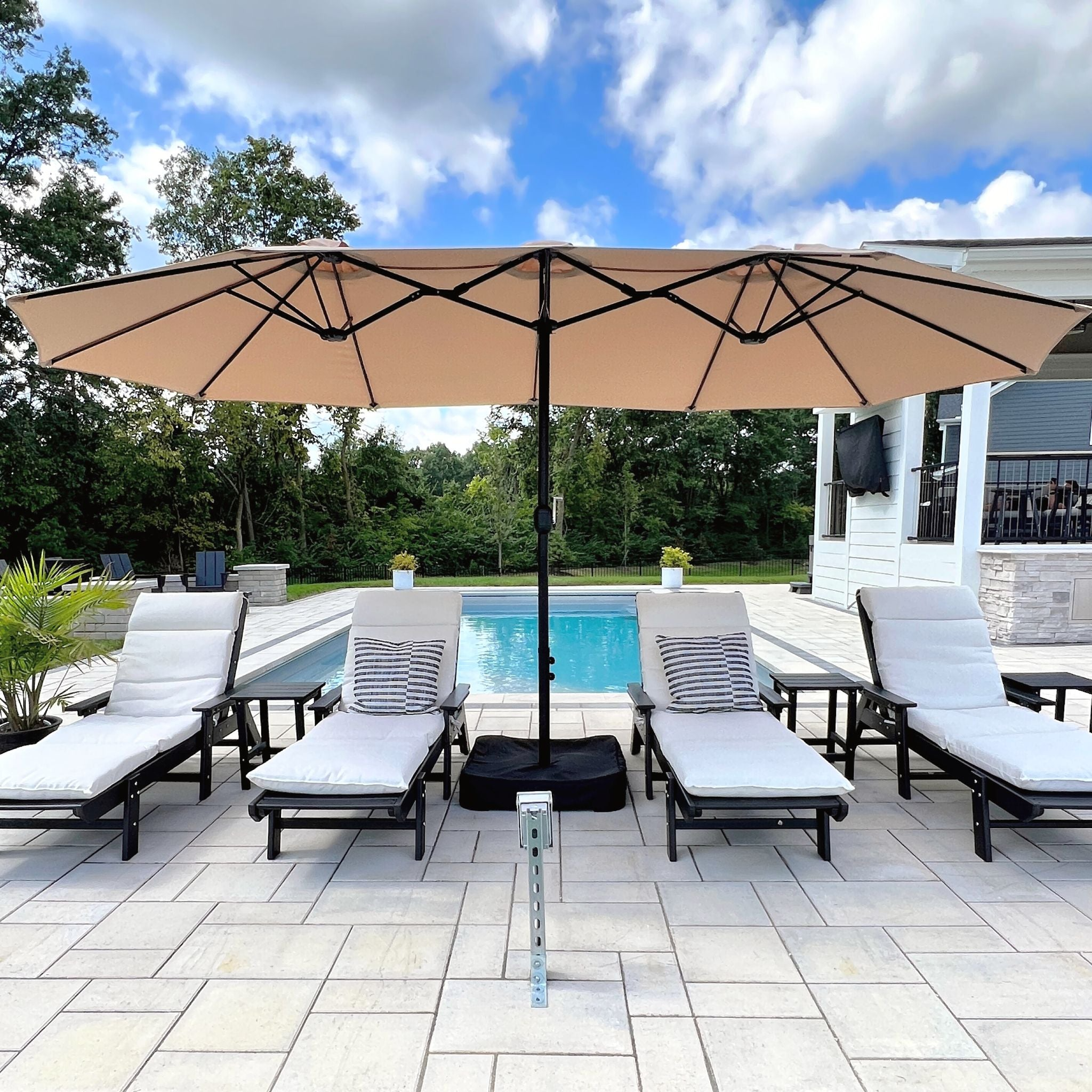 bradsdeals patio umbrella 14ft Double Sided Outdoor Market Extra Large Umbrella with Crank, Cross Base for Deck, Lawn, Backyard and Pool, Brown : Patio, Lawn & Garden Base Recommendation Patio Umbrella, $115 With Our