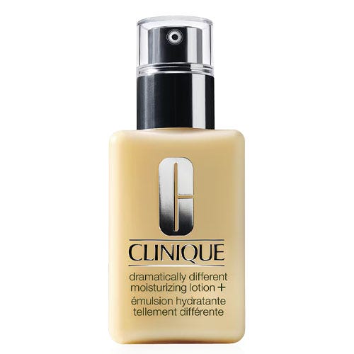 A bottle of Clinique Dramatically Different moisturizing lotion with a pump dispenser.