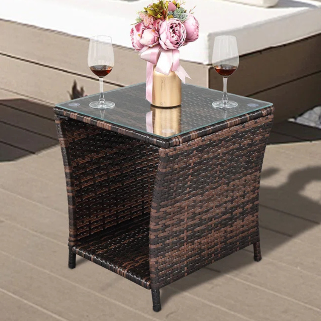 Square Glass Outdoor Side Table $49 at Brad's Deals