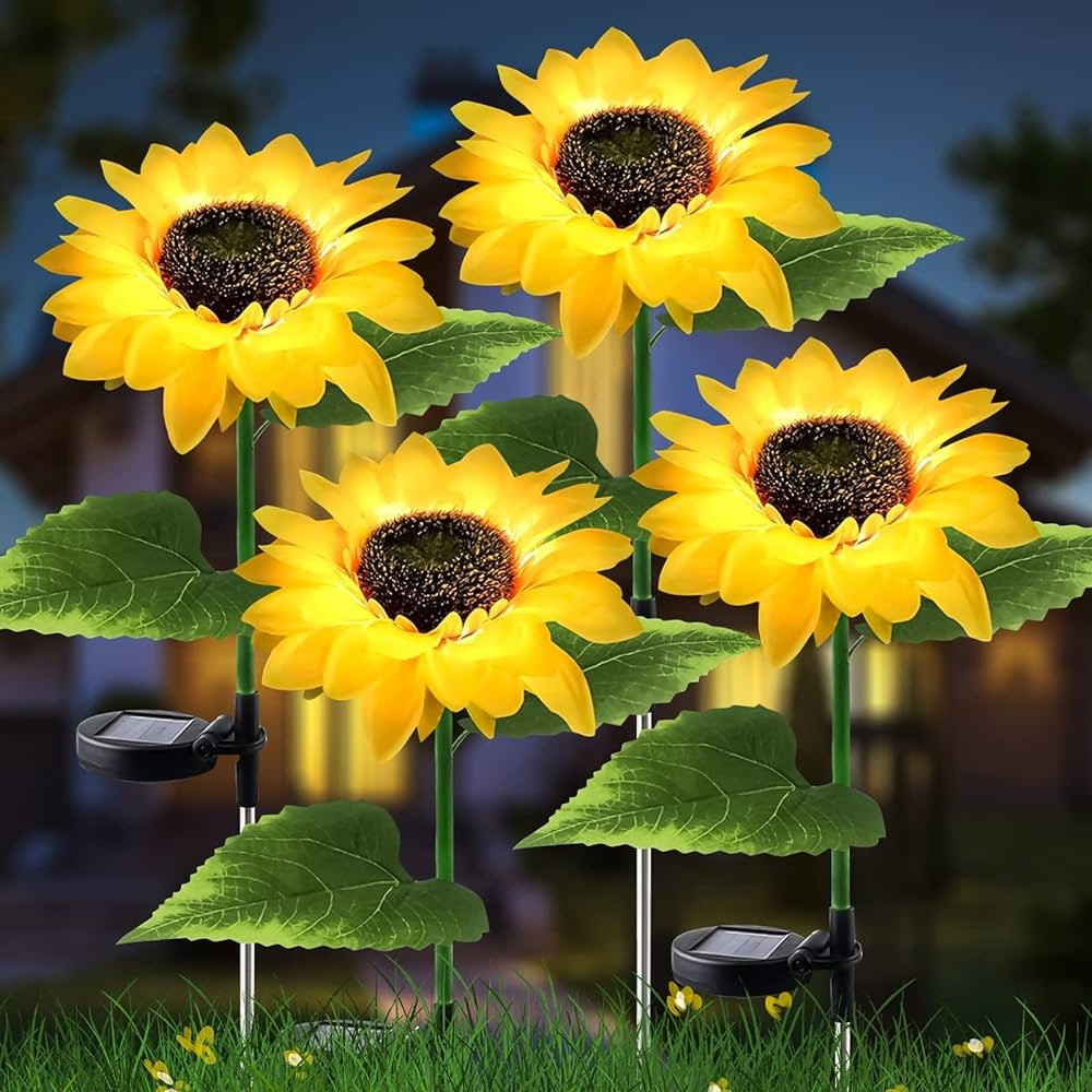 4pk Sunflower Solar LED Garden Lights $27 at Brad's Deals