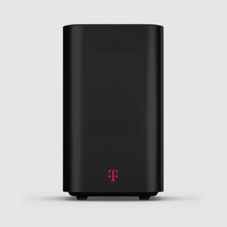 Black rectangular wireless router with a magenta T-Mobile logo.