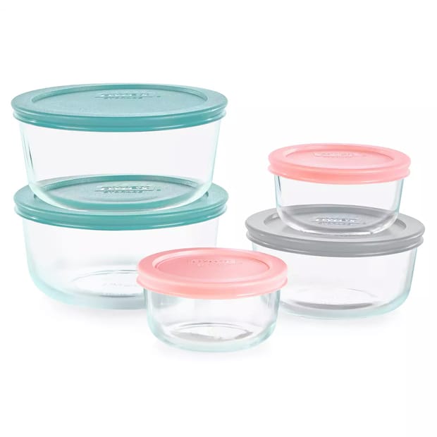 Pyrex Stack 10pc Pyrex Glass Storage Set $13 at Brad's Deals