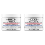 Kiehl's Ultra Facial Overnight Rehydrating Mask with 10.5% Squalane, 3.4 oz (100 g) jars, designed to replenish and strengthen the skin barrier.