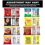An assortment of Frito-Lay snack bags including Doritos, Ruffles, Lay's, Fritos, Cheetos, and Funyuns, with a notice that the mix may vary.