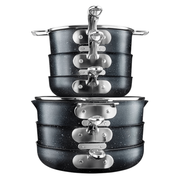 Stack Them Cookware Granitestone Stackable 10pc Cookware $100 at Brad's Deals