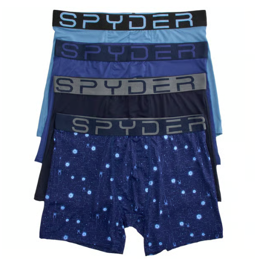 Spyder Boxer Uomo Performance Sport, Confezione Da 5, Tessuto Poliestere Spandex, Traspirante, Asciugatura Rapida, Controllo Odori, Taglie S-XXL (28-46)