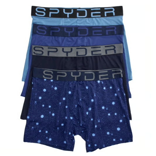 Spyder Boxer Uomo Performance Sport, Confezione Da 5, Tessuto Poliestere Spandex, Traspirante, Asciugatura Rapida, Controllo Odori, Taglie S-XXL (28-46)