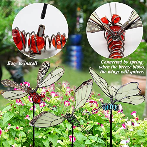 Kisangel Miniature Dragonfly Planter Sticks 20pcs Plastic For Garden Decor Home Ornament