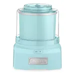 A pastel blue Cuisinart Ice Cream Maker with a simple ON/OFF switch and the brand name on the front.
