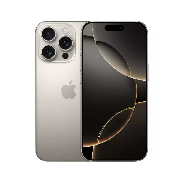 Gold iPhone 12 Pro with triple-lens camera setup displayed, front screen showing abstract dark design.