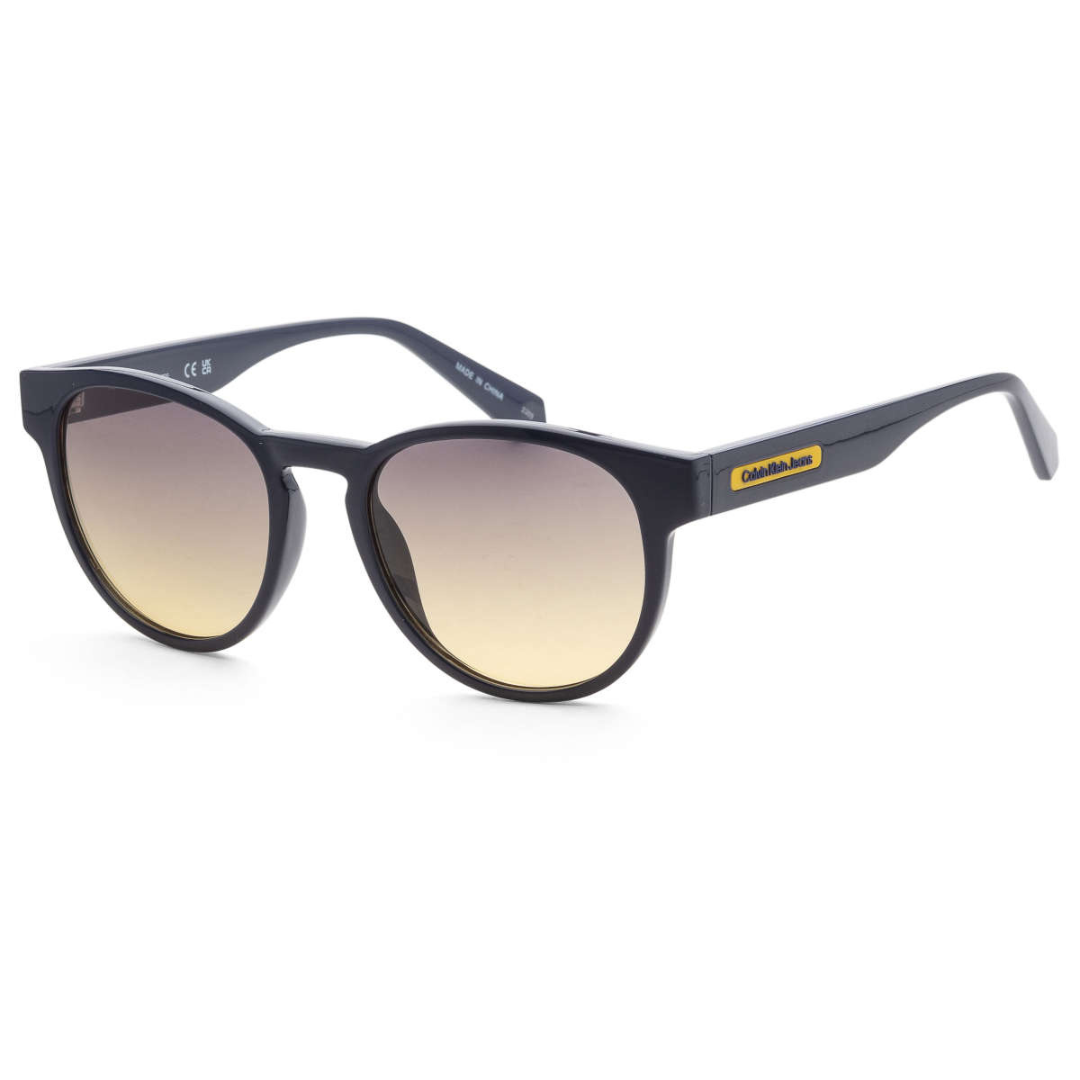 A pair of black sunglasses with oversized frames and gradient tinted lenses.