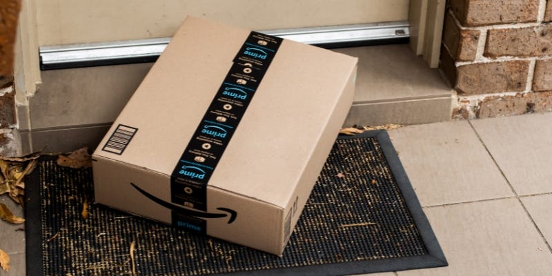 Amazon box on doorstep