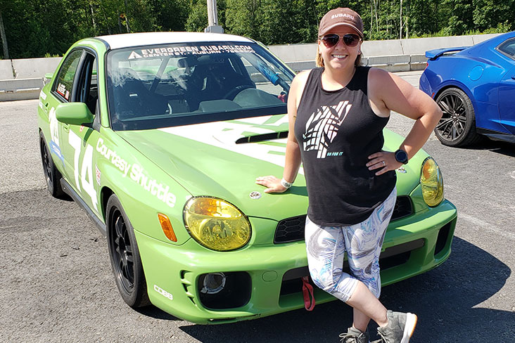 Ally Newcomb drove a 2002 Impreza WRX for her time on the track.