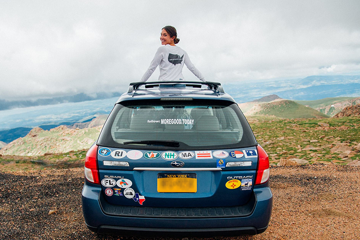 Latham at the top of Pikes Peak in Colorado