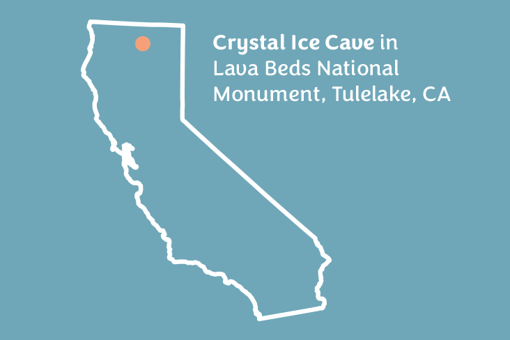 A simple outlined map of California with Tulelake marked in orange.