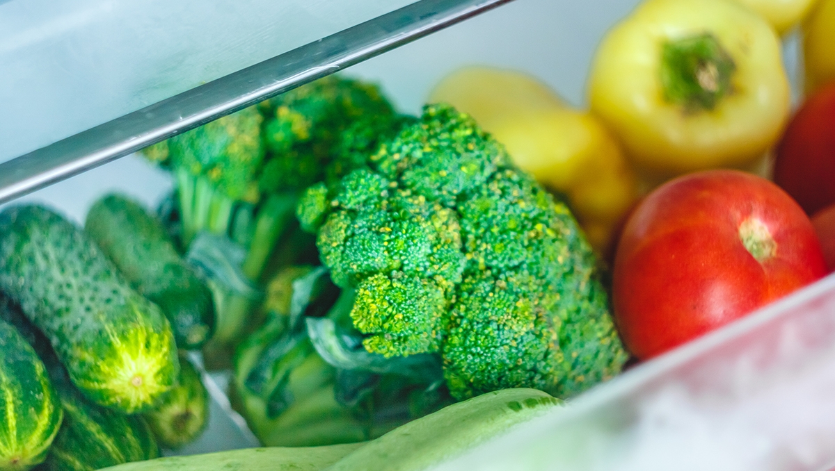 Fruits and vegetables in a zero waste refrigerator