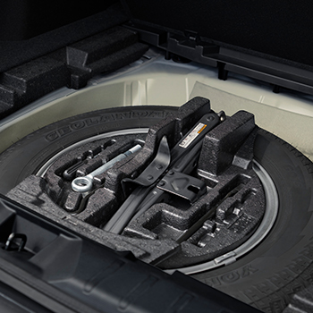 Each vehicle is equipped with a full-size spare Yokohama Geloander all-terrain tire in the trunk
