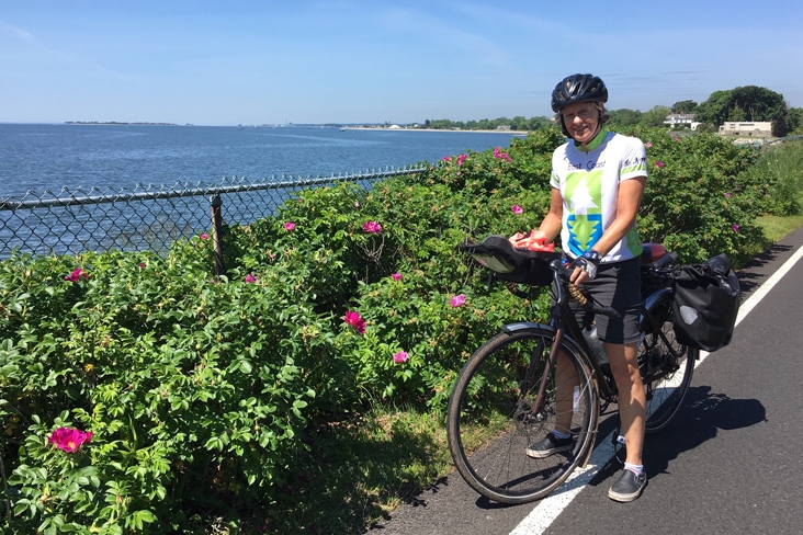 Lisa on Connecticut coast East Coast Greenway