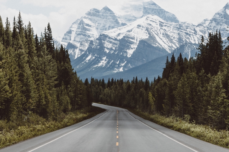 Road leading to mountains