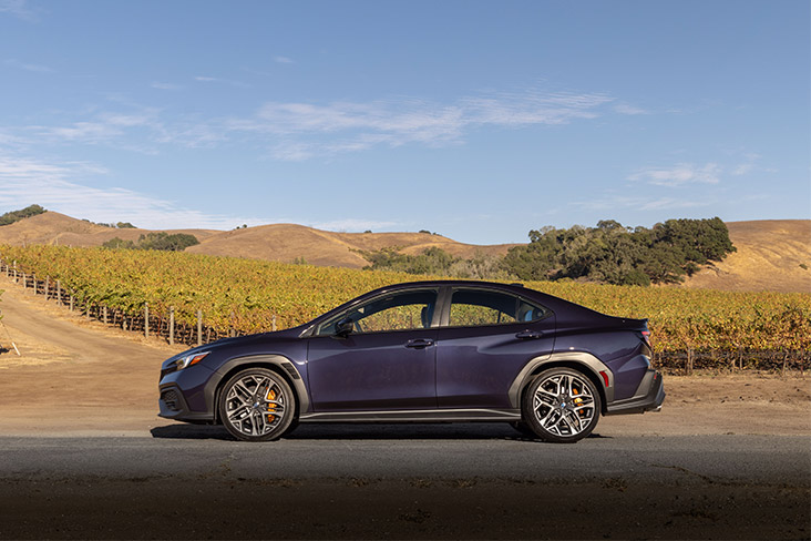 2025 Subaru WRX tS in front of a winery in Napa, California