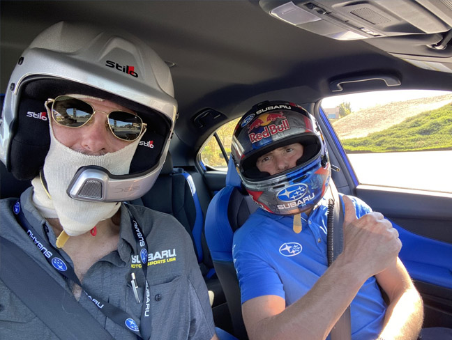 Fitzgerald and Speed inside the 2025 Subaru WRX tS