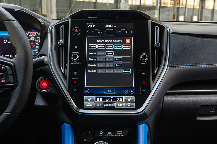 Close-up of 2025 Subaru WRX tS Drive Mode Select