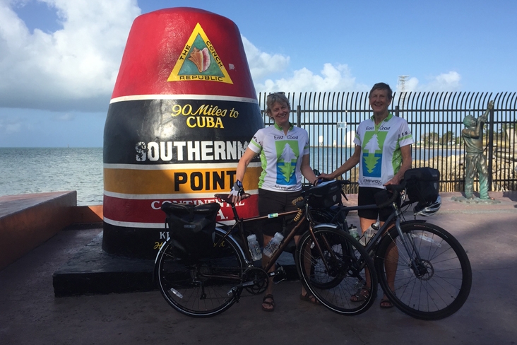 Lisa Watts and Deirdre Bird at the Southernmost Point Buoy