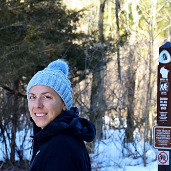 Annie Weiss on a trail