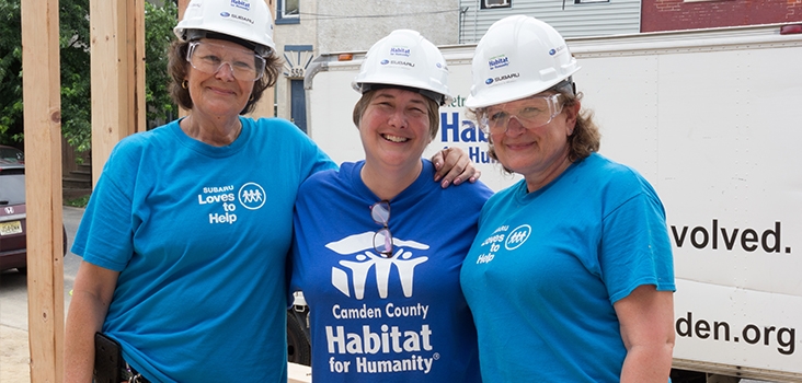 Gail Lombardo, Camden County Habitat for Humanity Development Director Larissa Wilson and Lois Palmer. Since 2016, Subaru has funded the building and rehab of four homes.