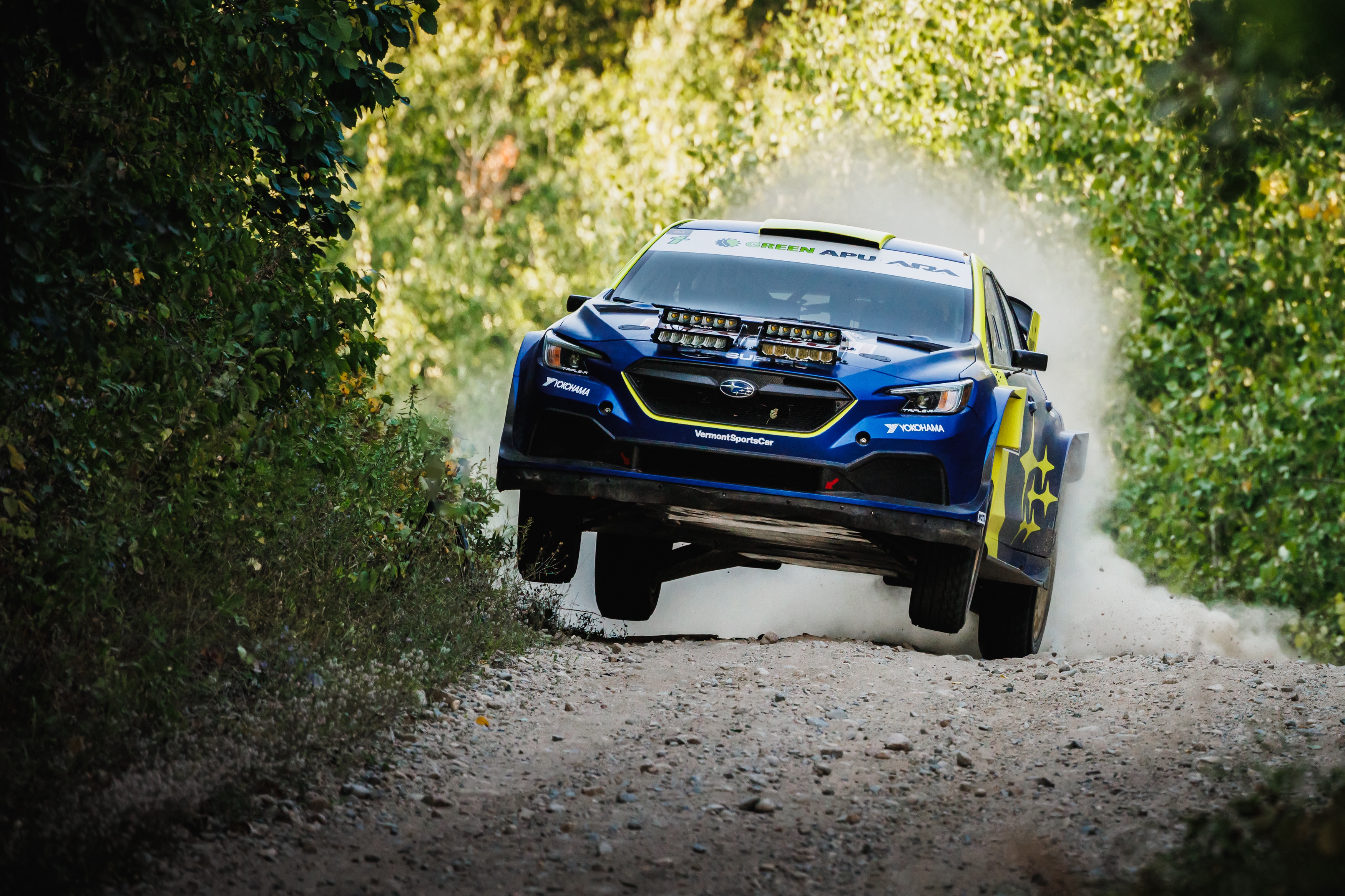 Subaru Motorsports USA driver Brandon Semenuk and co-driver Keaton Williams compete at the American Rally Association Ojibwe Forests Rally on August 26, winning in an all-new Subaru WRX rally car.
